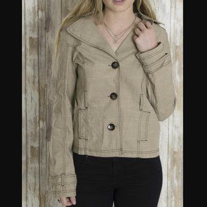 FANG Tan Notched Collar Cotton Canvas Mini Trench